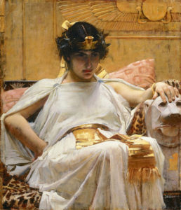 Cleopatra doesn't look very hungry for the food of love.
