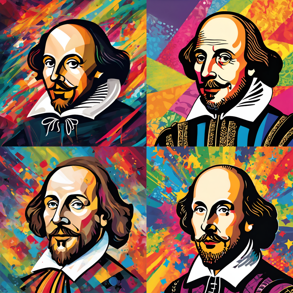 Four Radiant Color Interpretations of William Shakespeare Portraits