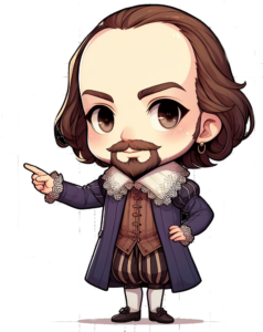 Shakespeare pointing at something