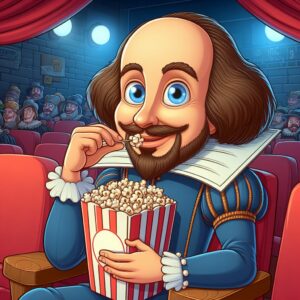 Cartoon Shakespeare, waiting for the movie to start