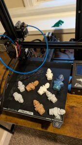 Some of the 3d-printed Shakespeares that haven't found new homes yet.